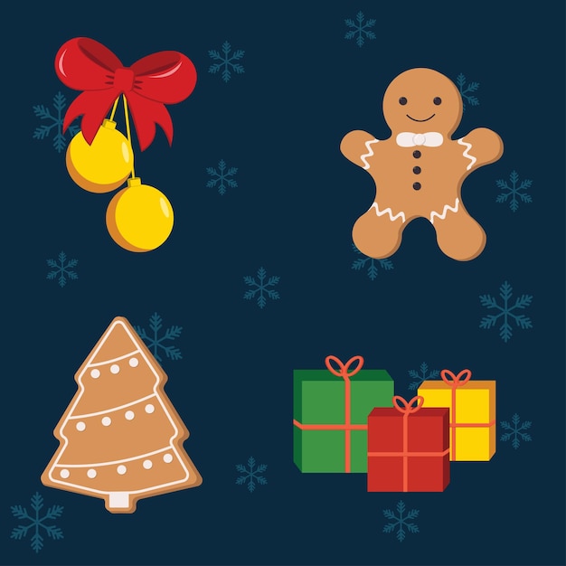 christmas toys and balls. different shapes new year decorations