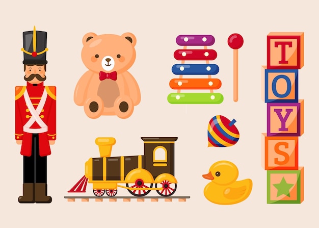 Christmas toys collection in flat design