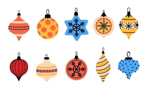 Christmas toys icon collection for decoration toys Vector of christmas tree to merry christmas illustration