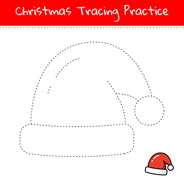 Christmas tracing practice santa hat