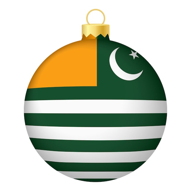 크리스마스 휴가를 위한 Azad Jammu 및 Kashmir 플래그 아이콘이 있는 크리스마스 트리 볼