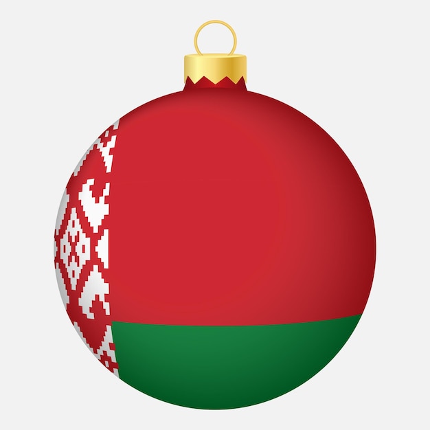 Елочный шар с иконой флага Беларуси на праздник Рождества