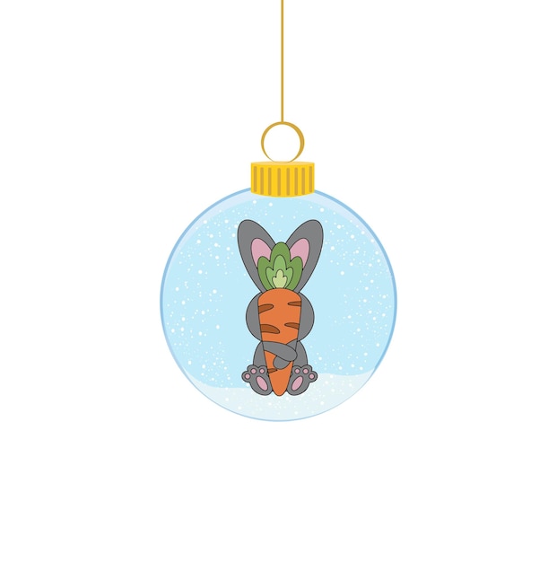 A Christmas tree ball with a cute rabbit