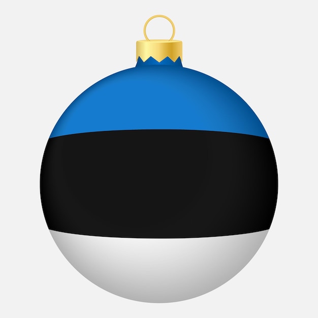 Christmas tree ball with Estonia flag Icon for Christmas holiday