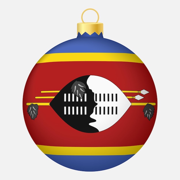 Вектор Елочный шар с иконой флага эсватини на рождественские праздники