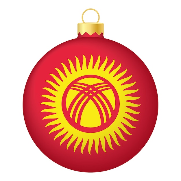 Christmas tree ball with Kyrgyzstan flag Icon for Christmas holiday