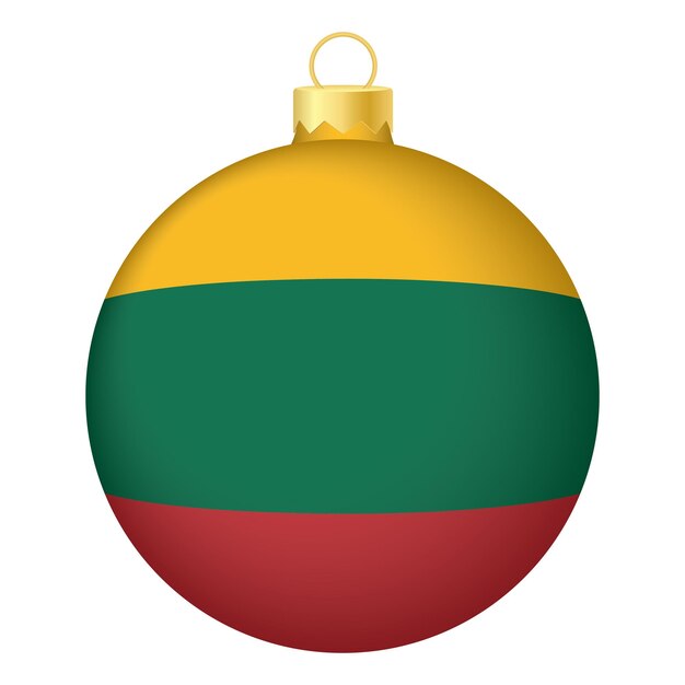 Christmas tree ball with Lithuania flag Icon for Christmas holiday