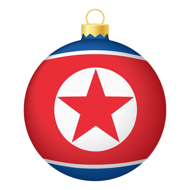 Christmas tree ball with North Korea flag Icon for Christmas holiday