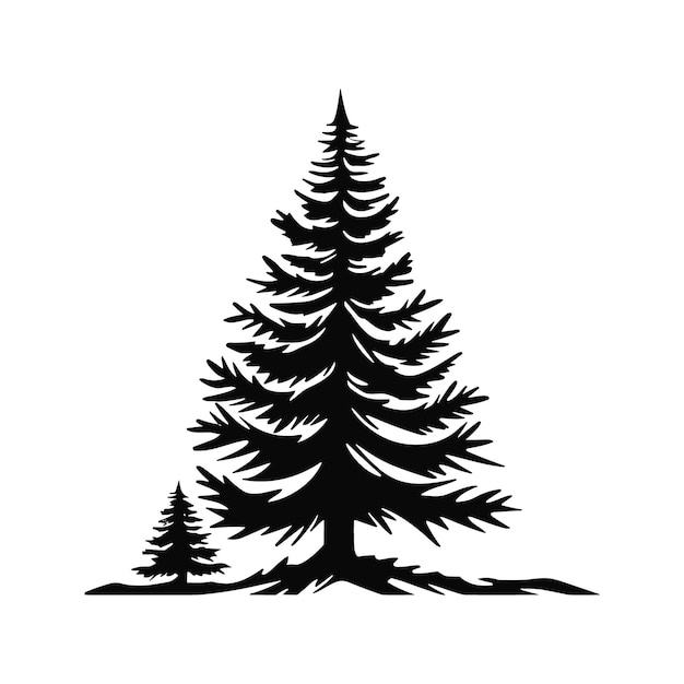 Christmas tree black and white symbols