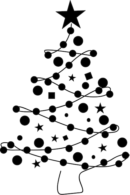 Christmas tree in black and white