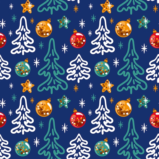 Vector christmas tree on the blue background seamless pattern vector