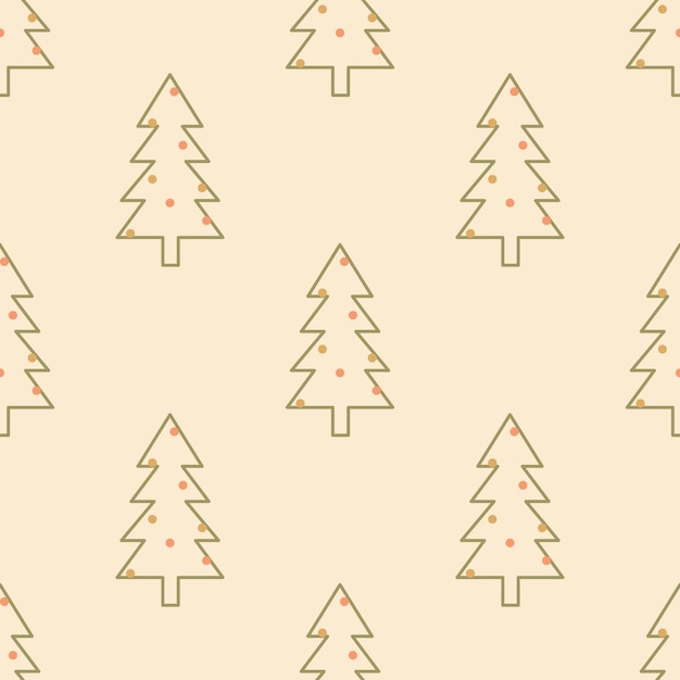 Christmas Tree Boho Seamless Pattern Abstract Modern Merry Christmas Background