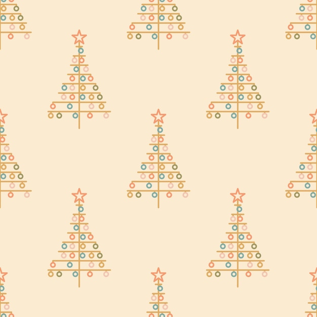 Christmas Tree Boho Seamless Pattern Abstract Modern Merry Christmas Background