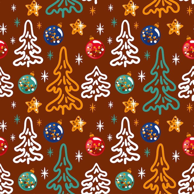Vector christmas tree on the brown background seamless pattern vector