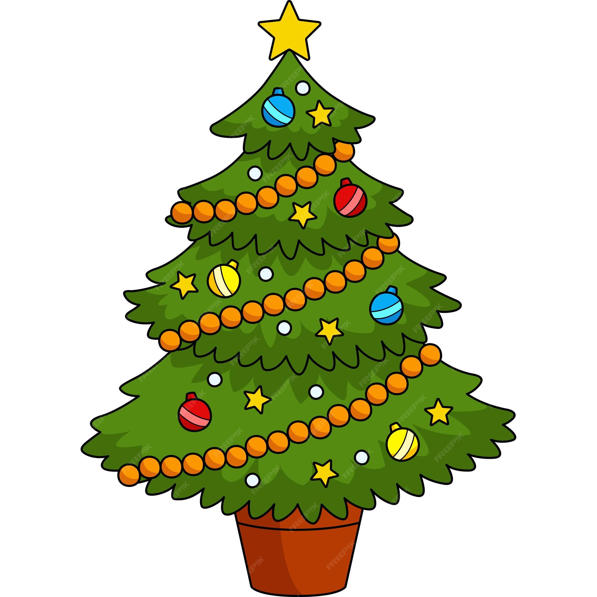 Premium Vector | Christmas tree cartoon colored clipart
