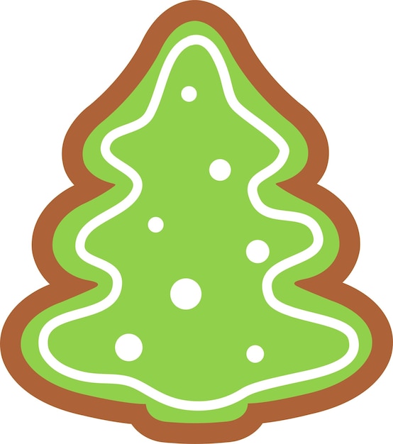 christmas tree christmas gingerbread new years sweets gingerbread color illustration flat