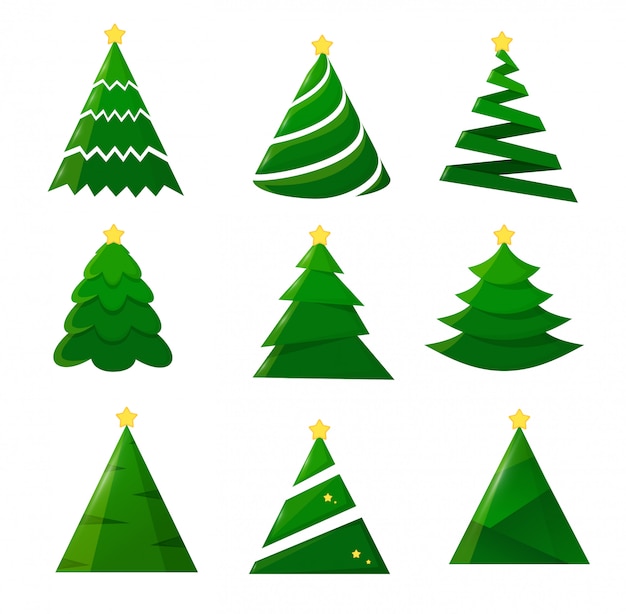 Christmas tree collection on a white background.