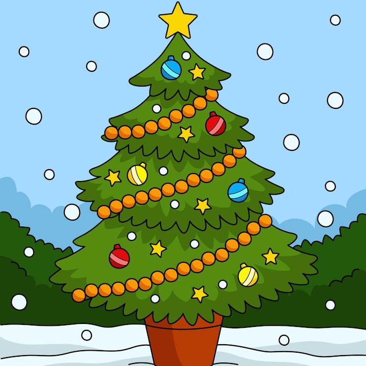 वेक्टर christmas tree colored cartoon illustration