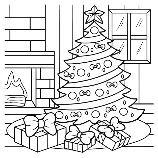 Christmas Tree Coloring Page for Kids