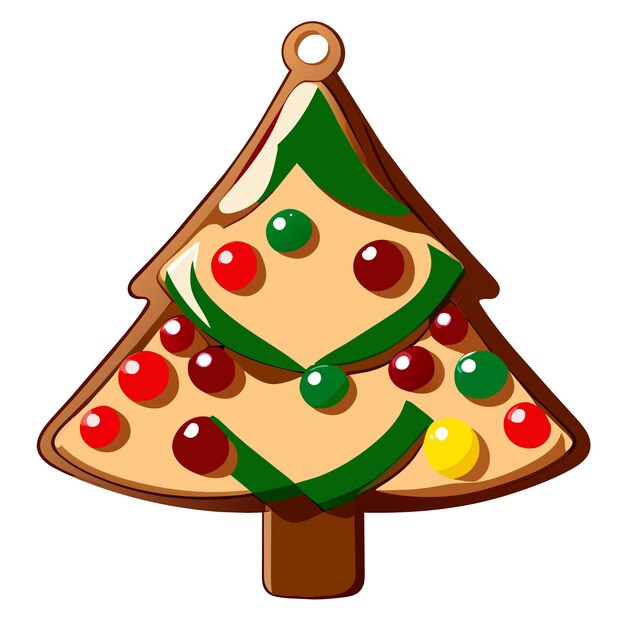 Christmas tree concept in flat design hand drawn flat stylish cartoon sticker