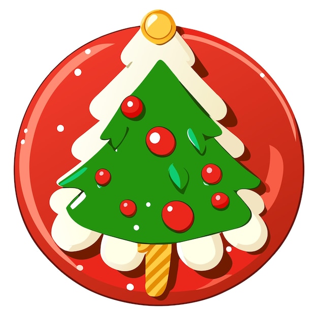 Vector christmas tree concept in flat design hand drawn flat stylish cartoon sticker