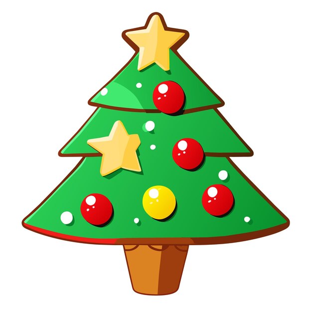 Christmas tree concept in flat design hand drawn flat stylish cartoon sticker