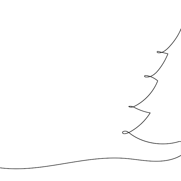 Vector christmas tree continuous one line art drawing with copy space drawing with one black line tree cont