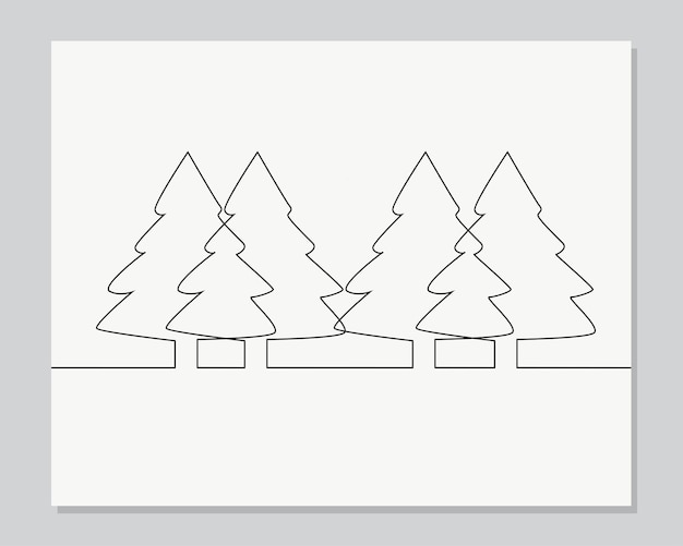 Christmas tree continuous one line illustration