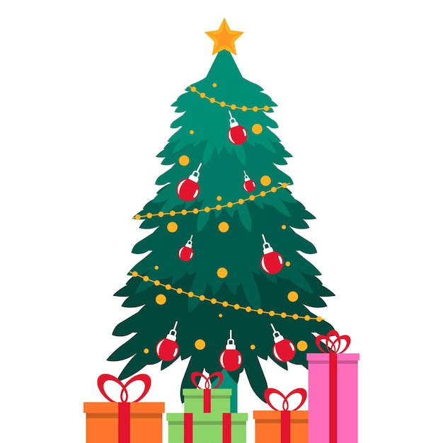 christmas tree decoration with gifts box