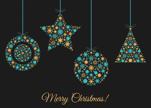 クリスマスツリーの装飾クリスマスボールと金の雪の星
