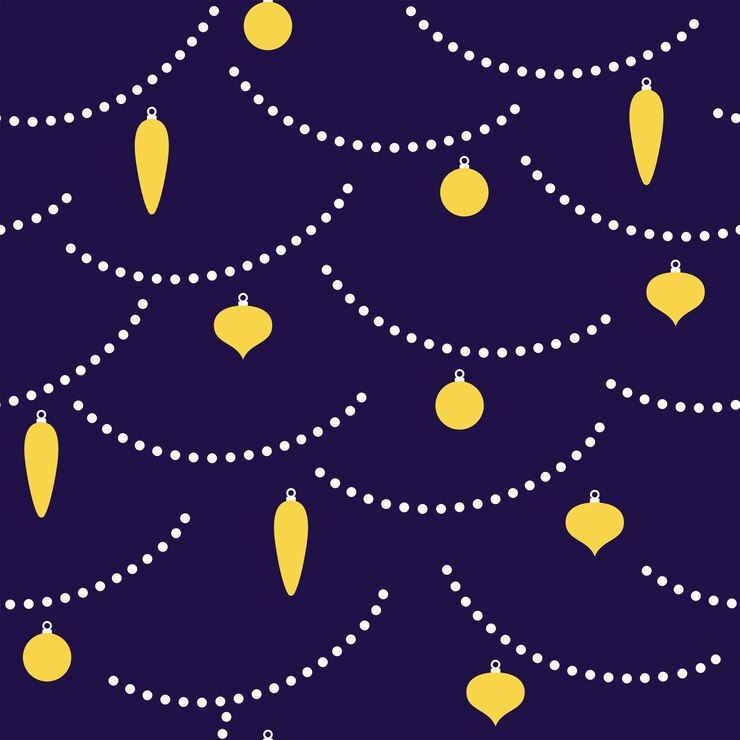 Vector christmas tree decorations vector cute cartoon seamless pattern vintage garlands background