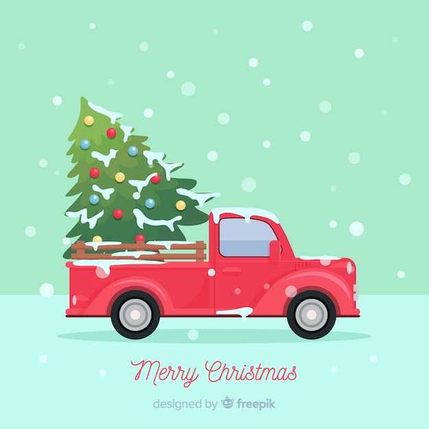 Christmas tree delivery truck background