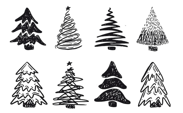 Vector christmas tree design vector set