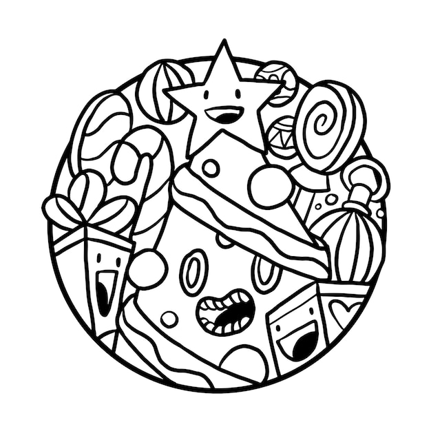 Christmas Tree Doodle Coloring page