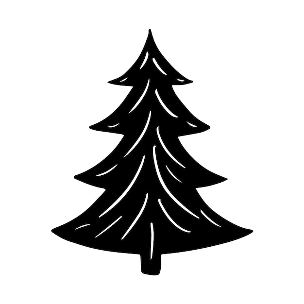 Christmas tree in doodle style. Hand drawn sketch of a Christmas tree. Vector illustration