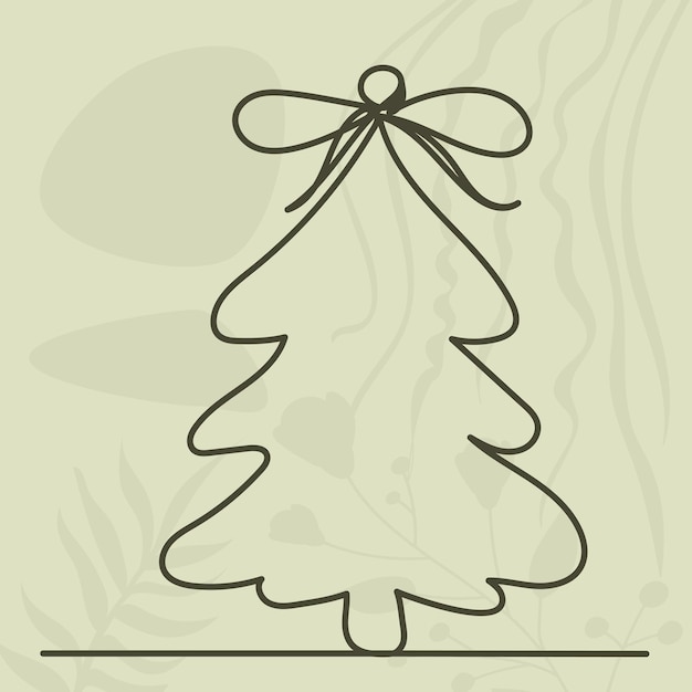 Рисунок рождественской елки в один сплошной изолированный вектор линии