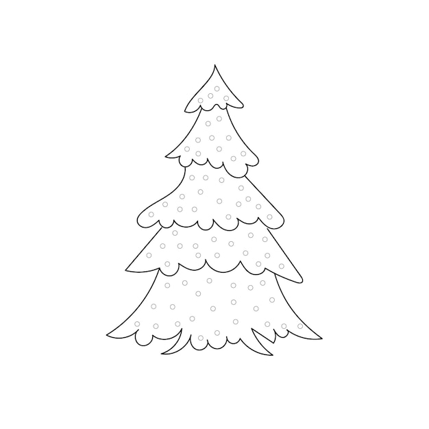 Christmas tree drawing in one continuous line vector