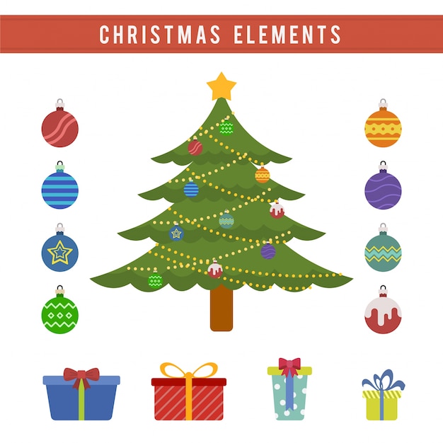 Vector christmas tree elements