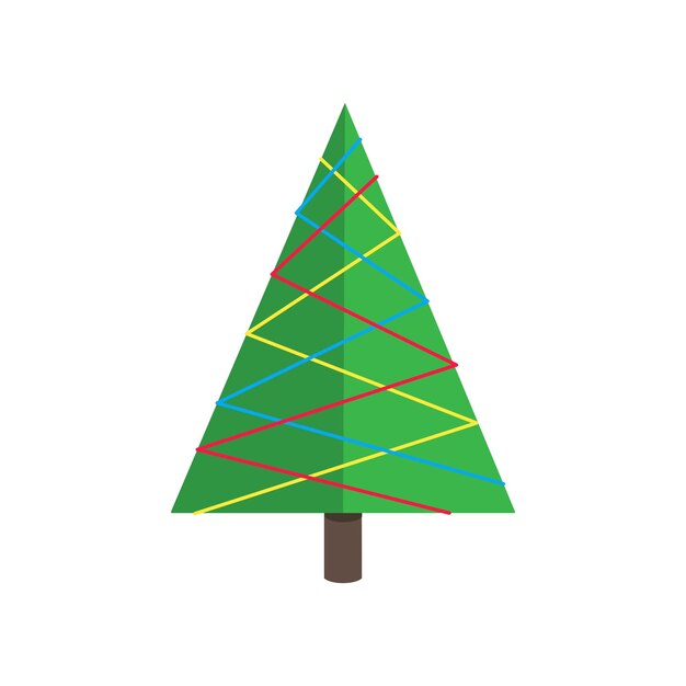 Christmas tree fir flat style design icon sign vector illustration