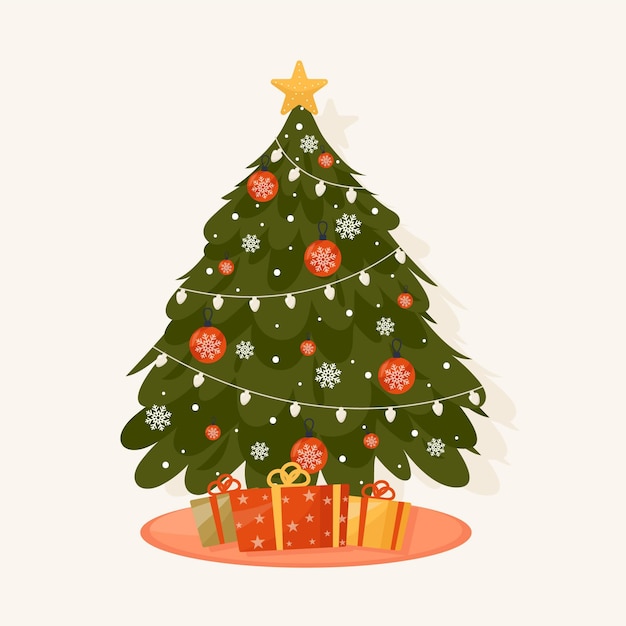 Christmas tree in flat design