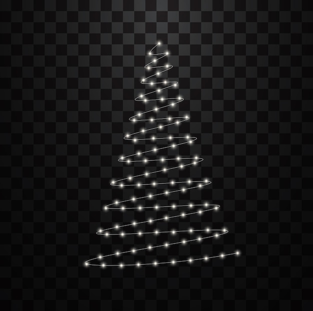 Vector christmas tree from led garland with light bulbs for christmas holiday