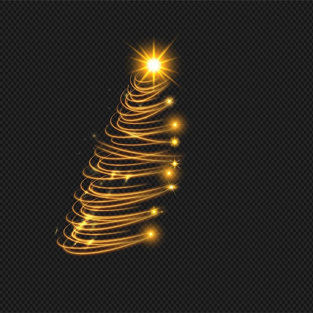 Christmas tree from light vector background.