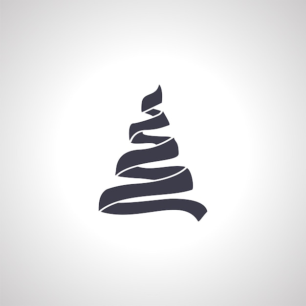 Вектор Рождественская елка из силуэта ленты изолированная иконка на белом фоне