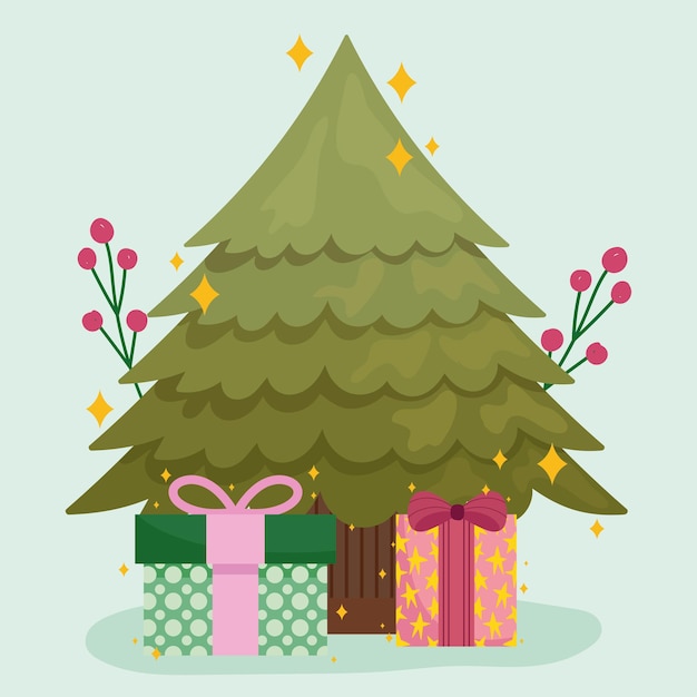 クリスマスツリーとギフトボックス