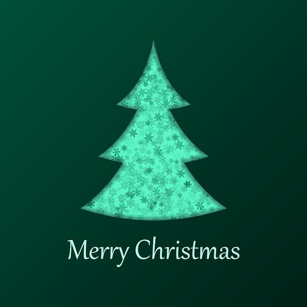 Albero di natale su sfondo verde. elementi di design per biglietti di auguri. illustrazione vettoriale.