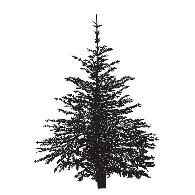 Vector christmas tree grunge hand drawn