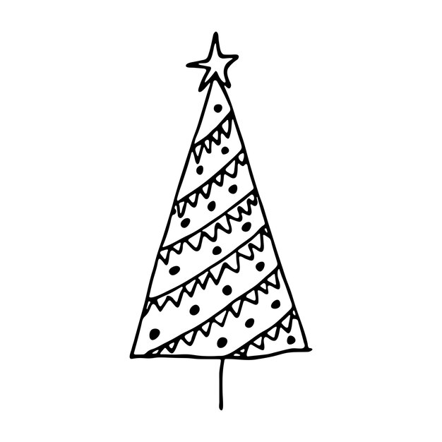 Christmas tree hand drawn clipart Spruce doodle Single element for card print web design decor