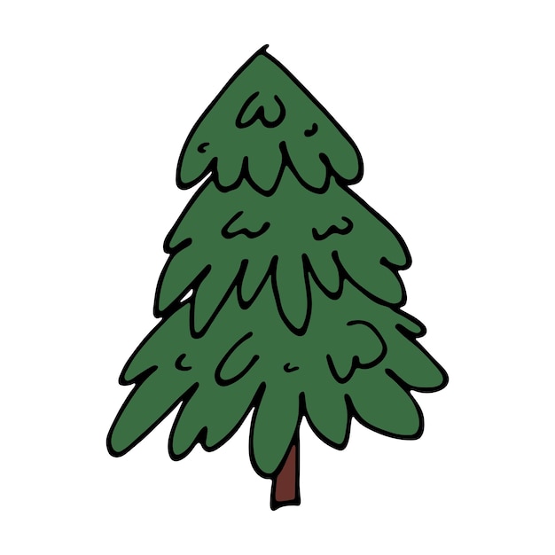 Christmas tree hand drawn clipart Spruce doodle Single element for card print web design decor