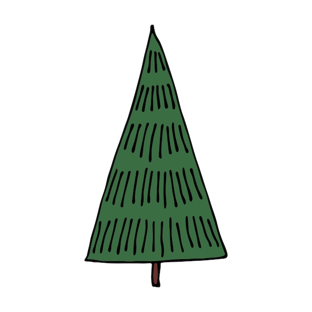 Christmas tree hand drawn clipart Spruce doodle Single element for card print web design decor