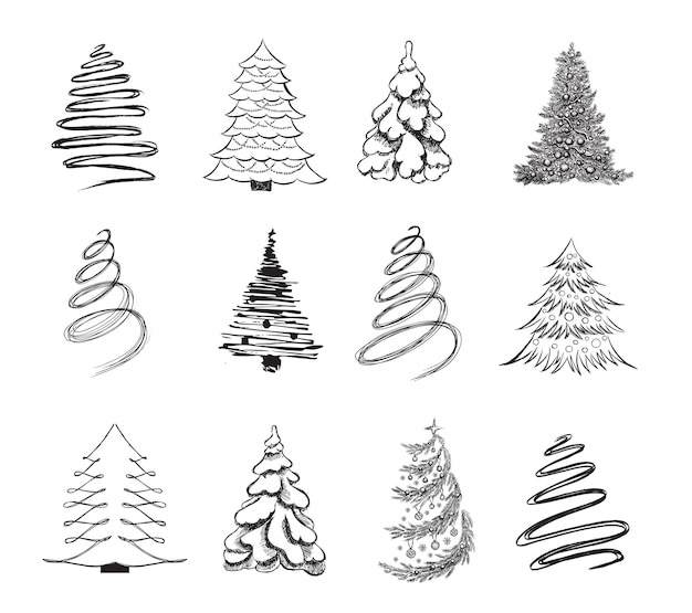 Christmas tree hand drawn illustration